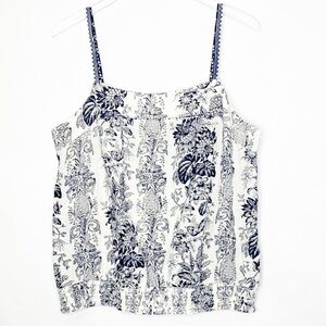 Anthropologie Vineet Bahl Blue & White Tiasa Cotton Cami Tank (L)